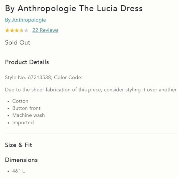 Anthropologie - The Lucia Dress - Size 1X - Picture 3 of 3